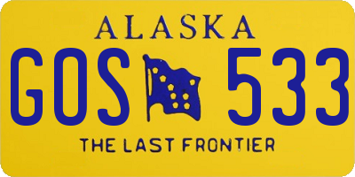AK license plate GOS533
