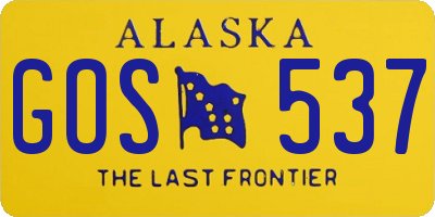 AK license plate GOS537