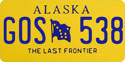 AK license plate GOS538