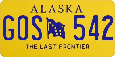 AK license plate GOS542