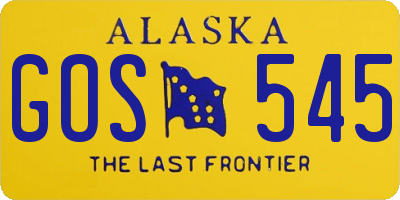AK license plate GOS545