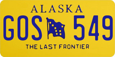 AK license plate GOS549