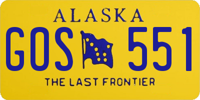 AK license plate GOS551