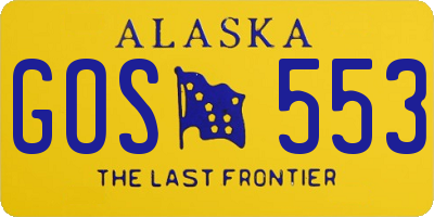 AK license plate GOS553