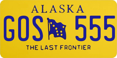AK license plate GOS555