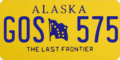 AK license plate GOS575