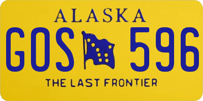 AK license plate GOS596