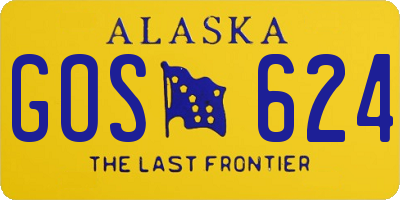 AK license plate GOS624