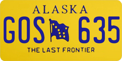 AK license plate GOS635