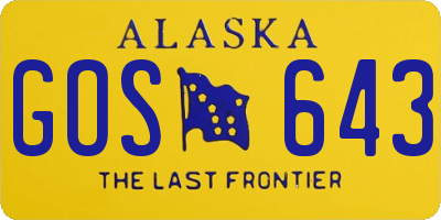 AK license plate GOS643