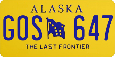 AK license plate GOS647