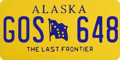 AK license plate GOS648