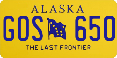 AK license plate GOS650