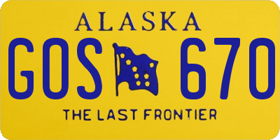 AK license plate GOS670