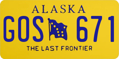AK license plate GOS671