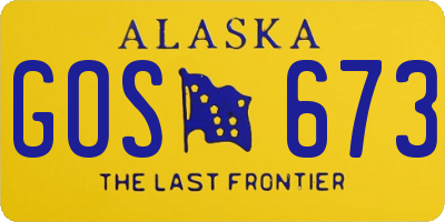 AK license plate GOS673