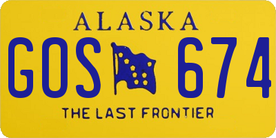 AK license plate GOS674