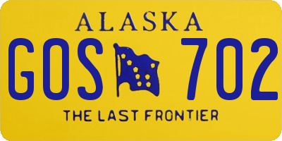 AK license plate GOS702
