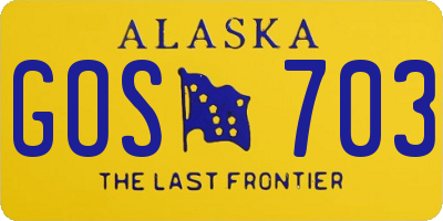 AK license plate GOS703