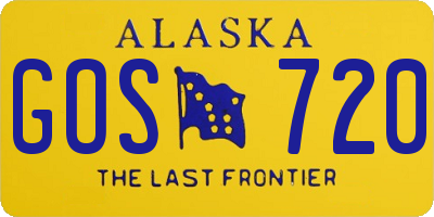 AK license plate GOS720