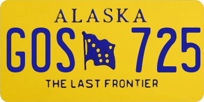AK license plate GOS725