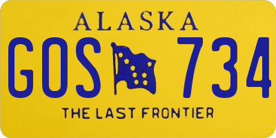 AK license plate GOS734