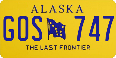AK license plate GOS747