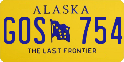 AK license plate GOS754