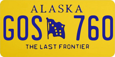 AK license plate GOS760
