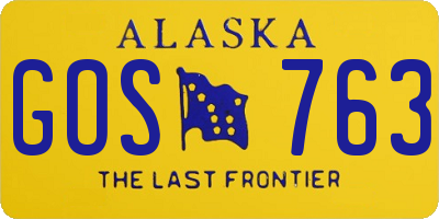 AK license plate GOS763