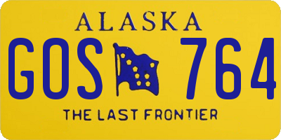 AK license plate GOS764