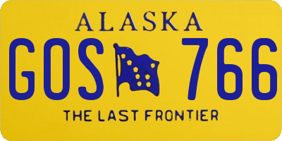 AK license plate GOS766