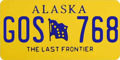 AK license plate GOS768