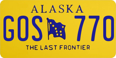 AK license plate GOS770