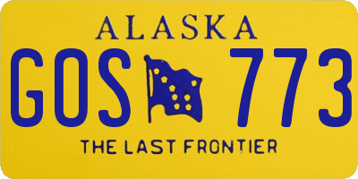 AK license plate GOS773
