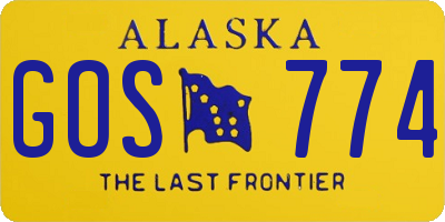 AK license plate GOS774