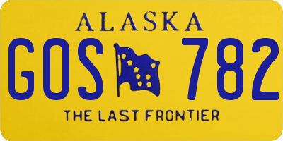 AK license plate GOS782