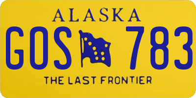 AK license plate GOS783