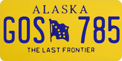 AK license plate GOS785