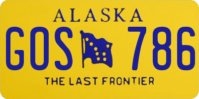 AK license plate GOS786