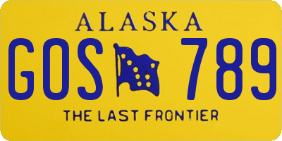 AK license plate GOS789
