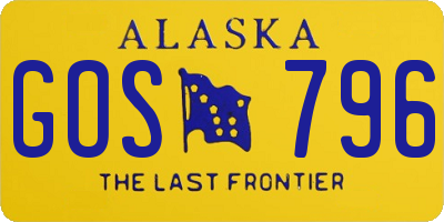 AK license plate GOS796