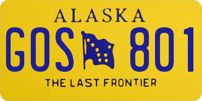 AK license plate GOS801