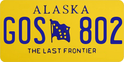 AK license plate GOS802