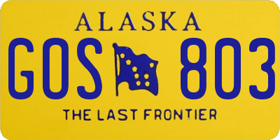 AK license plate GOS803