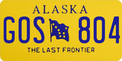 AK license plate GOS804