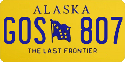 AK license plate GOS807