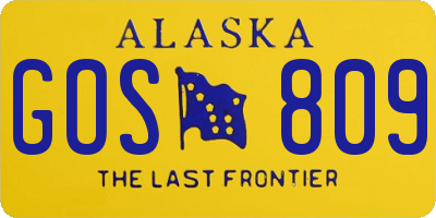 AK license plate GOS809