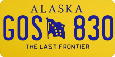 AK license plate GOS830