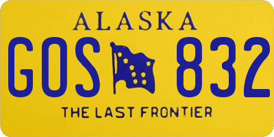 AK license plate GOS832